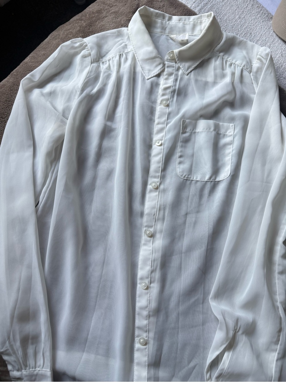 Frenchi White Semi-Sheer Button-Down Shirt